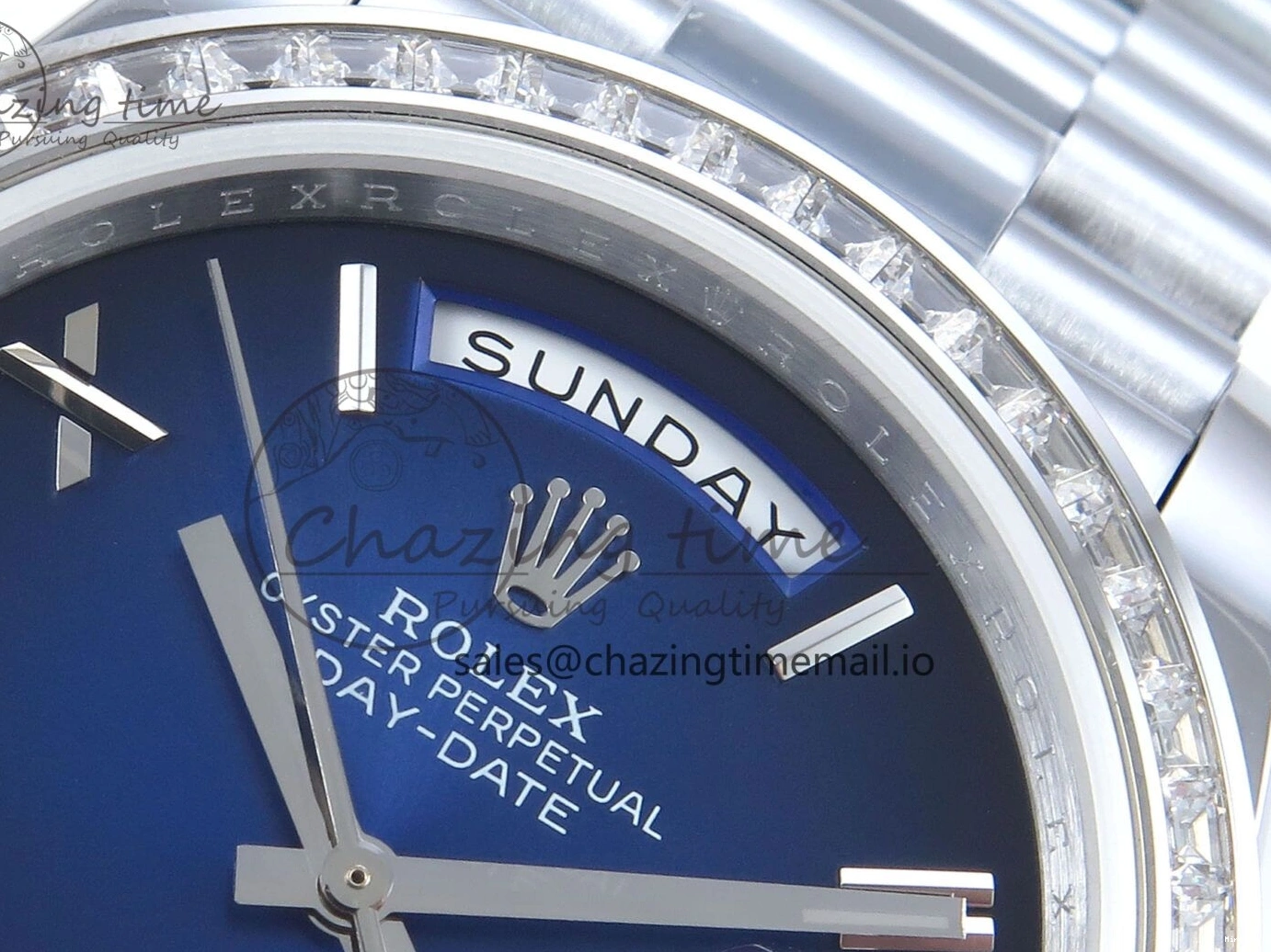 MiroTime 0409 Seasonal DayDate 40 SS QF 1:1 Best Edition Blue Black Dial Diamonds Bezel on President Bracelet A2836 V5 (Gain Weight) 482